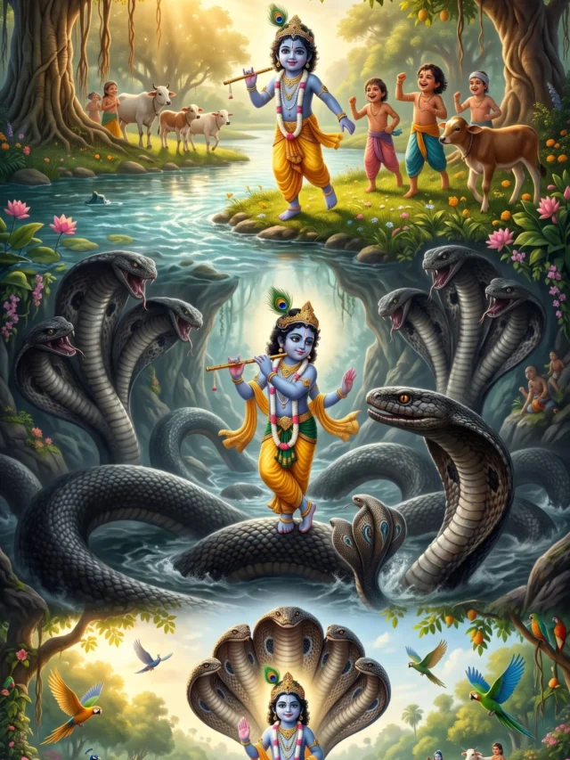 Little Krishna and Kaliya Nag